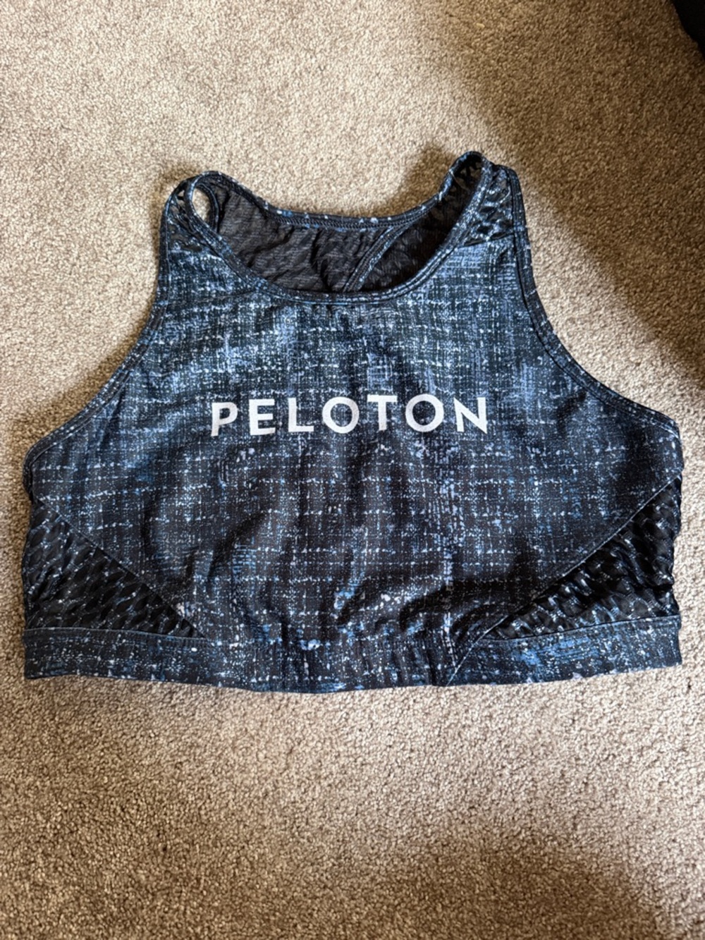 Peloton WITH Navy White Black Speckle Racerback Sports Bra